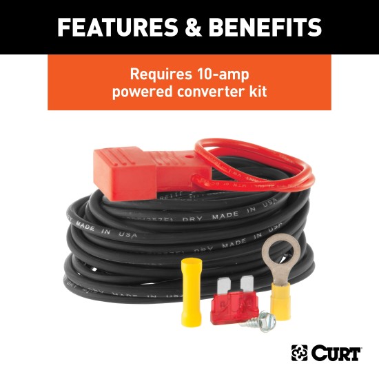 CURT Electrical Converter with 4-Way Flat Connector for Trailers CURT Electrical Converter showing 4-way flat plug and colored wires, converts vehicle wiring for safe trailer towing.