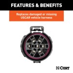 CURT 7-way USCAR Replacement Harness for Vehicle Connection CURT 7-way USCAR replacement harness with 24-inch wires for trailer connection