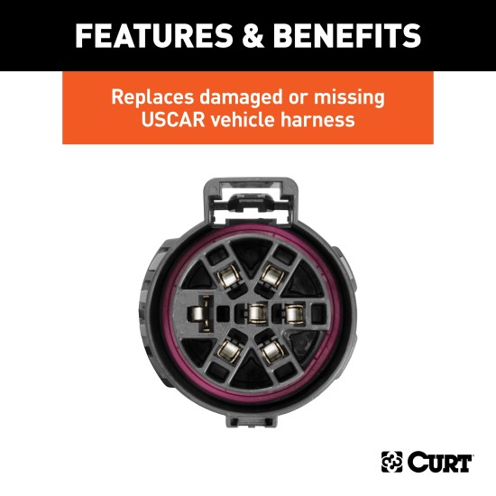 CURT 7-way USCAR Replacement Harness for Vehicle Connection CURT 7-way USCAR replacement harness with 24-inch wires for trailer connection