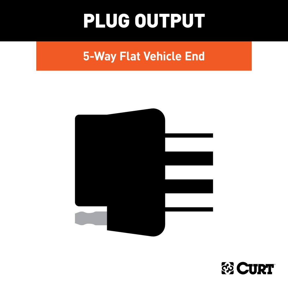 CURT custom wiring connector with 5-way flat socket for easy trailer wiring installation, no cutting needed