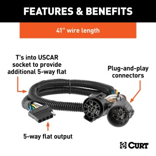 CURT Custom Wiring Connector with 5-Way Flat Socket and Dust Cover CURT custom wiring connector, 5-way flat socket, dust cover included