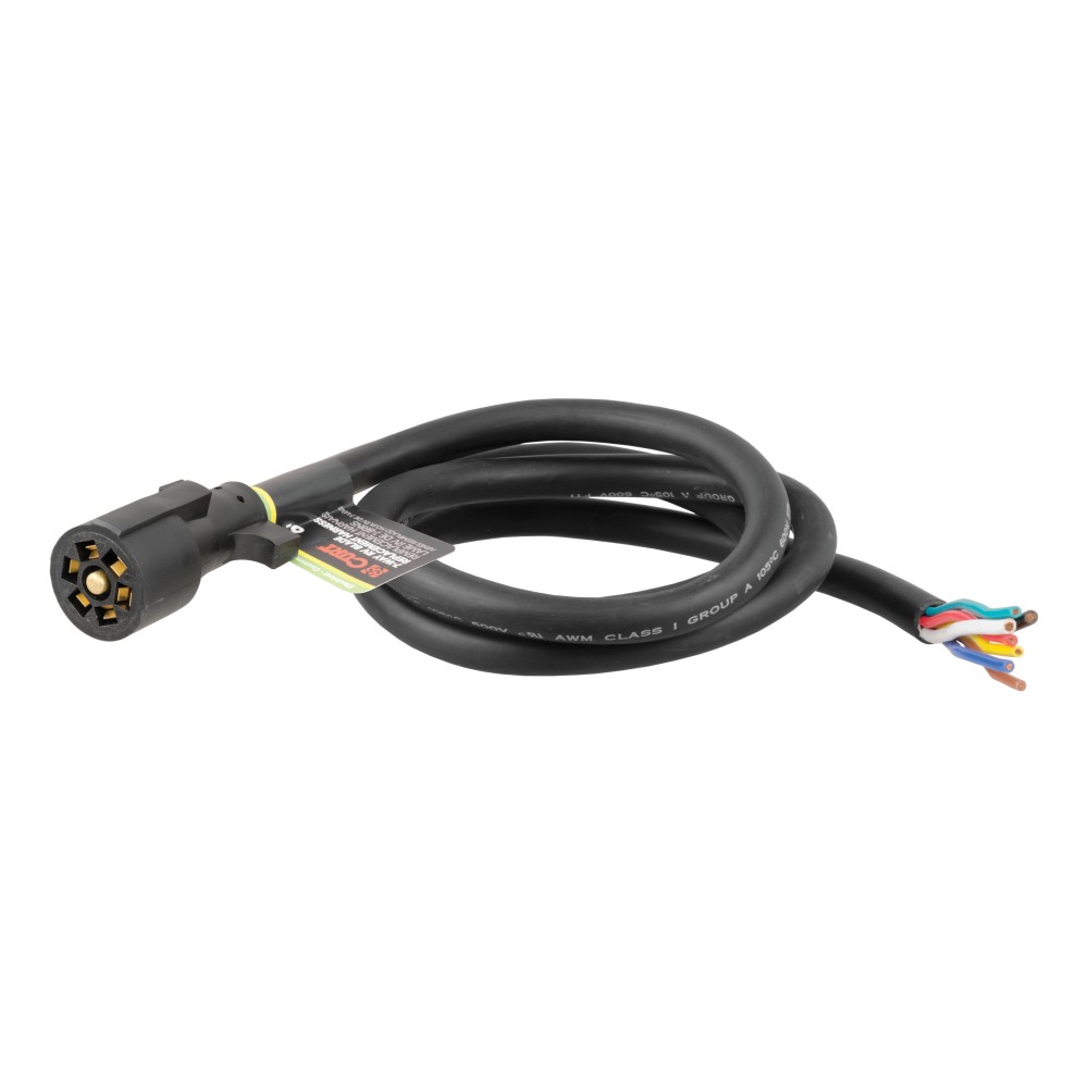 CURT 7-Way RV Blade Replacement Trailer Connector Harness 7-way RV blade replacement harness for trailer electrical connection with 6' cable and color-coded wires.