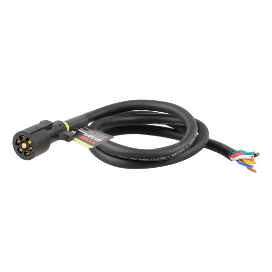 CURT 7-Way RV Blade Replacement Trailer Connector Harness 7-way RV blade replacement harness for trailer electrical connection with 6' cable and color-coded wires.