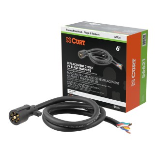 7-way RV Blade Replacement Harness for Trailer Connection 7-way RV blade replacement harness with 6-foot cable and protective sleeve