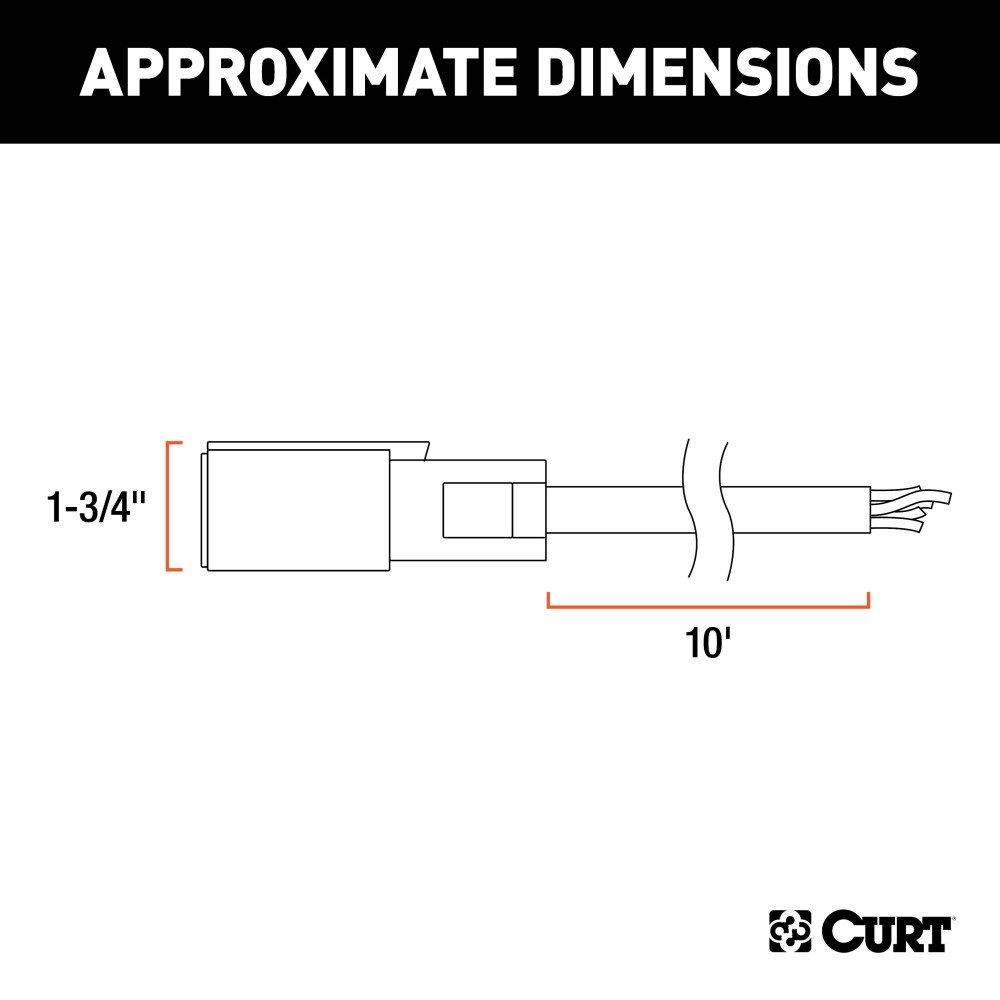CURT 7-Way RV Blade Replacement Harness with 10' Cable CURT 7-way RV blade replacement harness with 10-foot cable for trailers