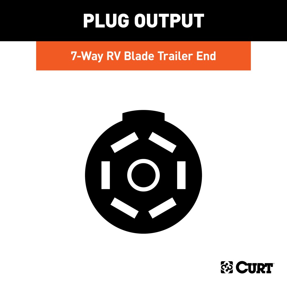 CURT 7-Way RV Blade Replacement Harness with 10' Cable CURT 7-way RV blade replacement harness with 10-foot cable for trailers