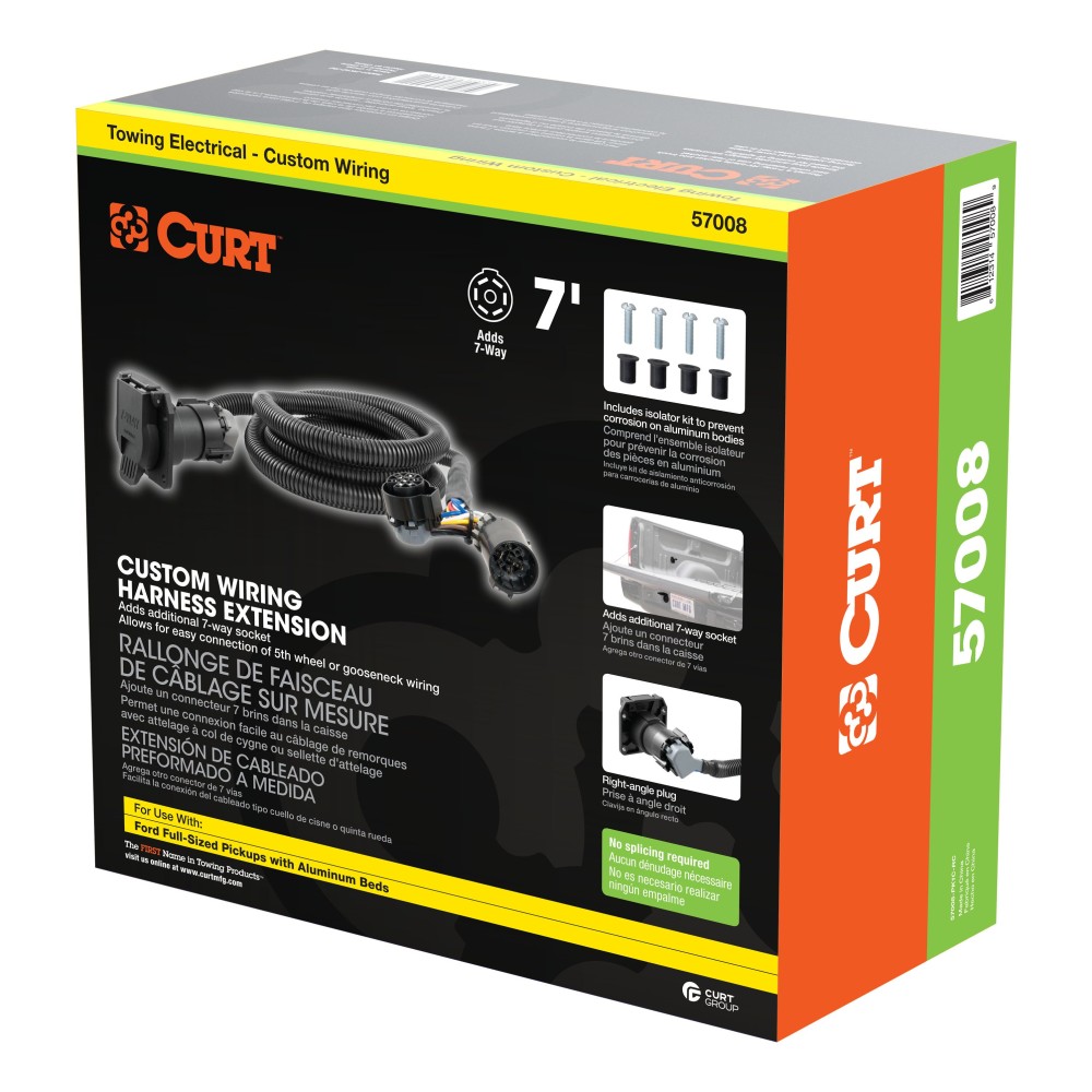 CURT 7' Custom 5th Wheel/Gooseneck Wiring Extension Harness CURT 7-foot extension harness for 5th wheel and gooseneck trailers in truck bed