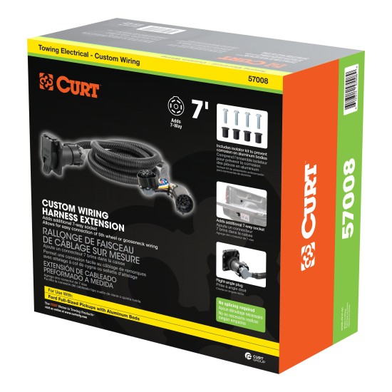 CURT 7' Custom 5th Wheel/Gooseneck Wiring Extension Harness CURT 7-foot extension harness for 5th wheel and gooseneck trailers in truck bed