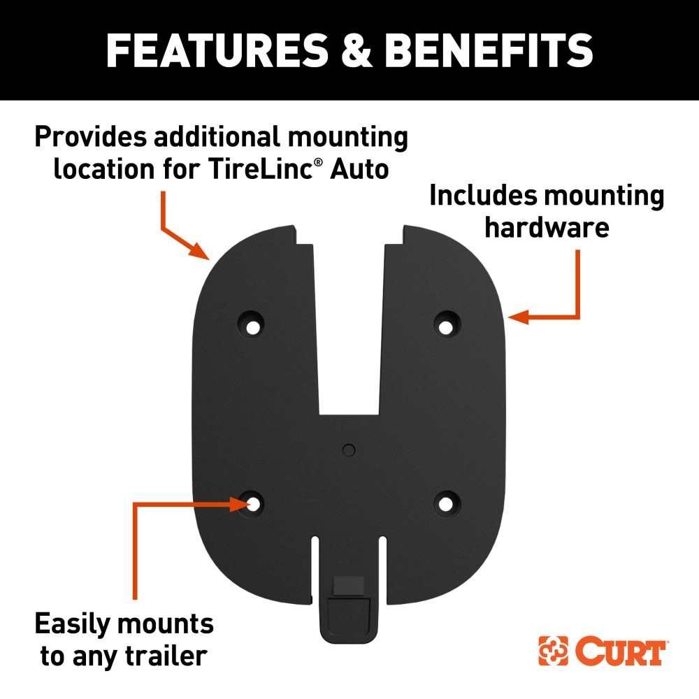 TPMS Mounting Bracket for CURT Tire Linc TPMS Compatibility TPMS mounting bracket compatible with CURT Tire Linc, includes mounting plate and screws