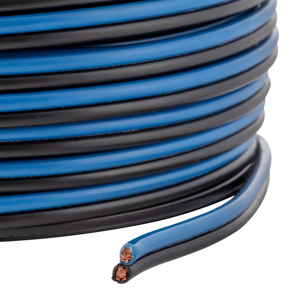 CURT Automotive Primary Wire 12-Gauge 250-Foot Spool CURT 12-gauge primary wire in black and blue for trailer rewiring and repair, 250-foot spool.