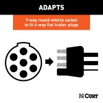CURT Electrical Adapter for 7-Way Round to 4-Way Flat Plug CURT adapter connecting 7-way round socket to 4-way flat trailer plug