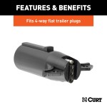 CURT Electrical Adapter for 7-Way Round to 4-Way Flat Plug CURT adapter connecting 7-way round socket to 4-way flat trailer plug