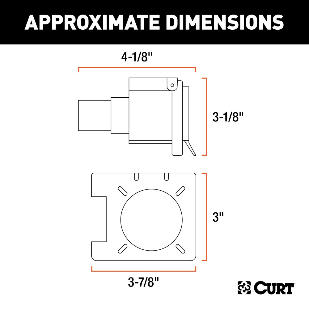 CURT Custom OE Vehicle-to-Trailer 7-Way and 4-Way Connector CURT custom 7-way and 4-way vehicle-to-trailer wiring connector with backup alarm