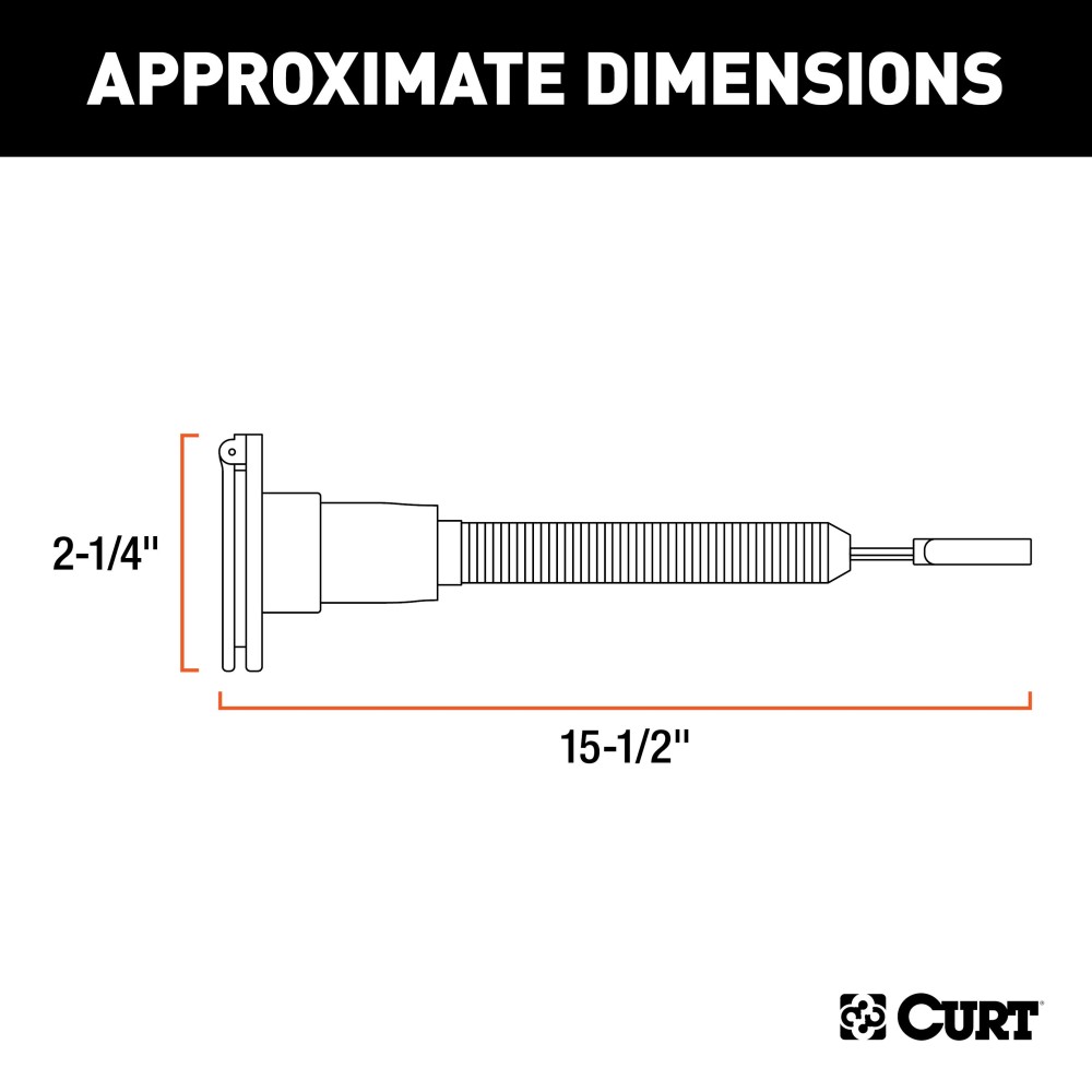CURT Electrical Adapter for 4-Way Flat to 6-Way Round Trailer Plug CURT electrical adapter, connects 4-way flat vehicle sockets to 6-way round trailer plugs with diecast construction