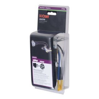 CURT Electrical Adapter for 4-Way Flat to 6-Way Round Trailer Plug CURT electrical adapter, connects 4-way flat vehicle sockets to 6-way round trailer plugs with diecast construction