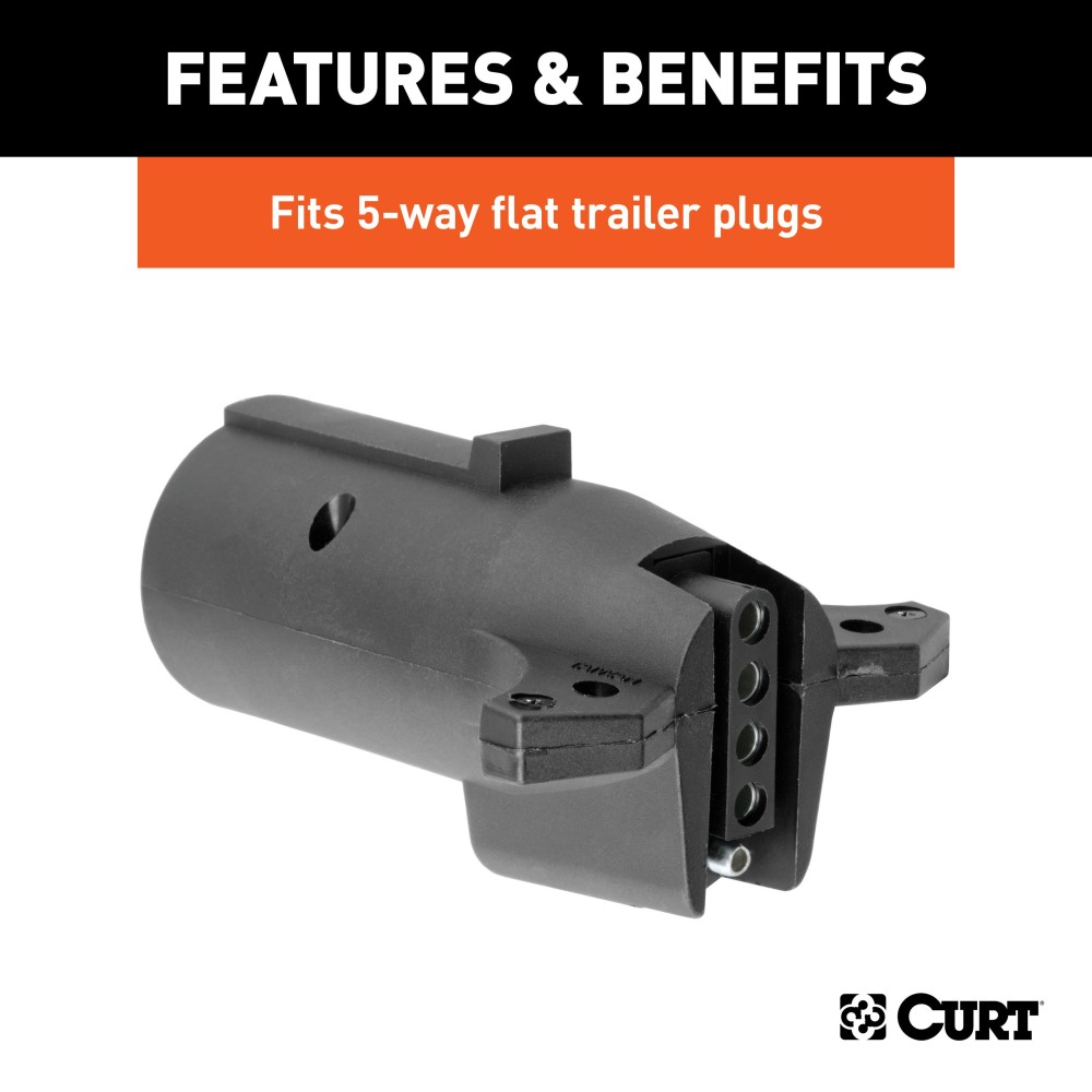 CURT Electrical Adapter for 7-Way to 5-Way Trailer Connection CURT 7-way RV blade to 5-way flat trailer electrical adapter