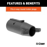 CURT 7-Way RV Blade to 6-Way Round Trailer Plug Adapter CURT adapter connecting 7-way RV blade socket to 6-way round trailer plug