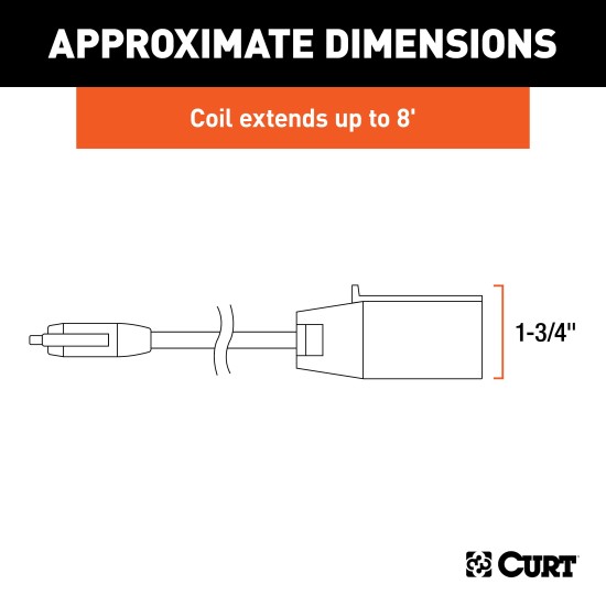 CURT 7-way RV Blade to 5-way Flat Trailer Plug Adapter CURT 7-way RV blade to 5-way flat trailer plug adapter with 8-foot cable.