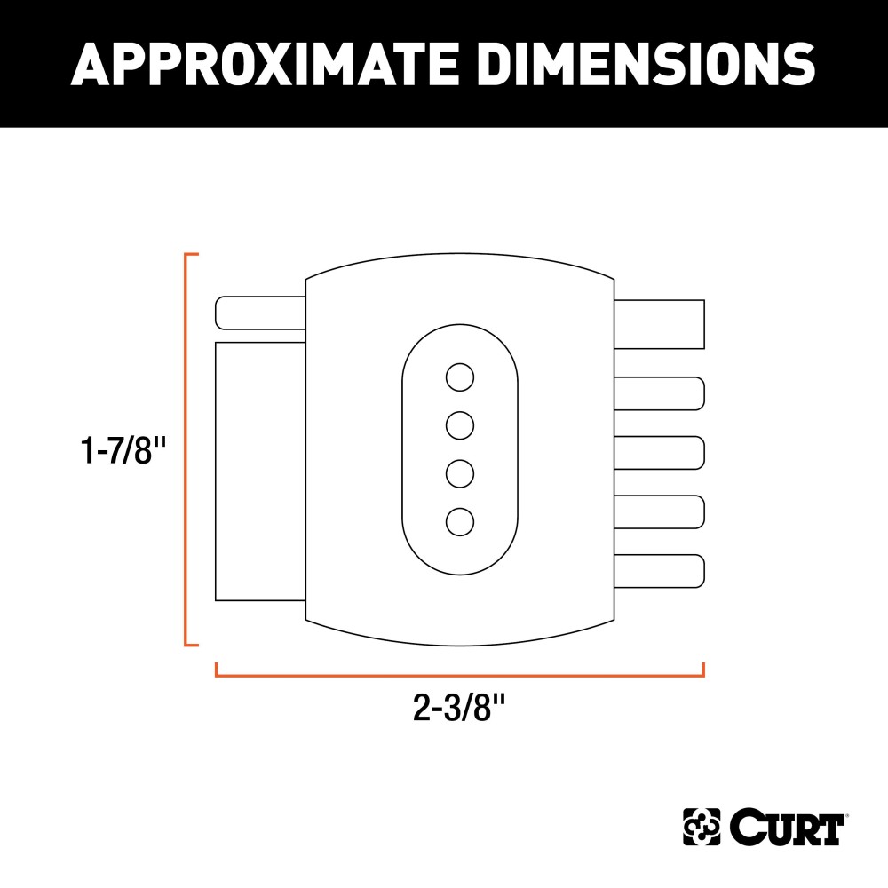 CURT Connector Tester for 5-Way Flat Trailer Lights CURT connector tester for 5-way flat socket, ensures proper function of vehicle lighting and signals