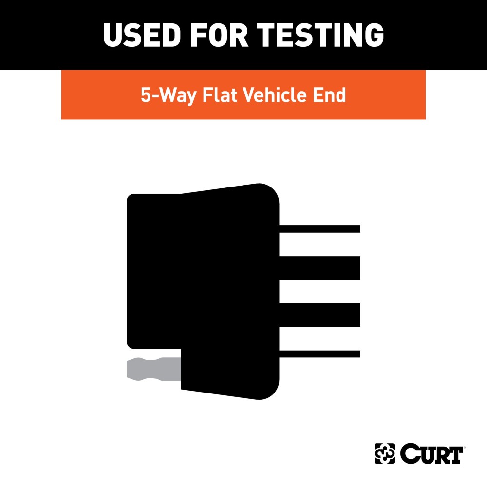 CURT Connector Tester for 5-Way Flat Trailer Lights CURT connector tester for 5-way flat socket, ensures proper function of vehicle lighting and signals