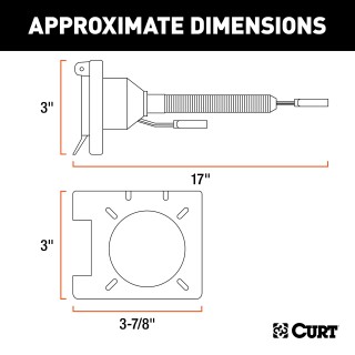 CURT Dual Output Electrical Adapter for Multi-Function Trailer Plugs CURT electrical adapter with 4-way flat and 7-way RV blade connectors, dust covers, and mounting bracket.