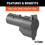 CURT Electrical Adapter with Backup Alarm and Dust Cover CURT electrical adapter extends 7-way RV blade connector with backup alarm and dust cover