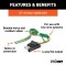 CURT 4-Way Flat Trailer Connector for Electrical Systems CURT 4-way flat trailer connector with bonded 16-gauge wires for tail lights, turn signals, and brake lights.