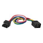 CURT 6-way square connector for trailer with durable rubber-molded construction and color-coded wire loop.