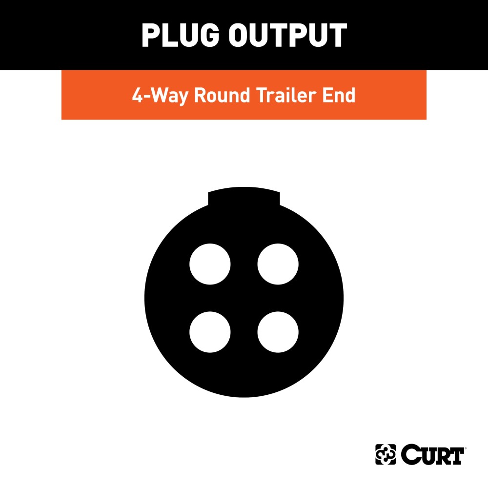 CURT 4-Way Round Trailer Connector for Tail and Brake Lights CURT 4-way round trailer connector with die-cast metal construction