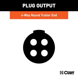 CURT 4-Way Round Trailer Connector for Tail and Brake Lights CURT 4-way round trailer connector with die-cast metal construction