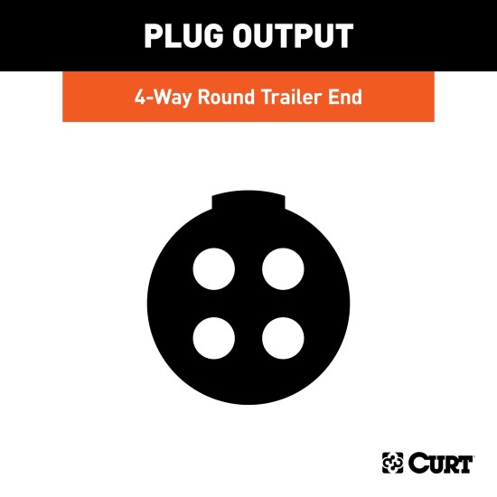 CURT 4-Way Round Trailer Electrical Connector for Tail Lights CURT 4-way round trailer end connector for tail and brake lights, dust and water-resistant
