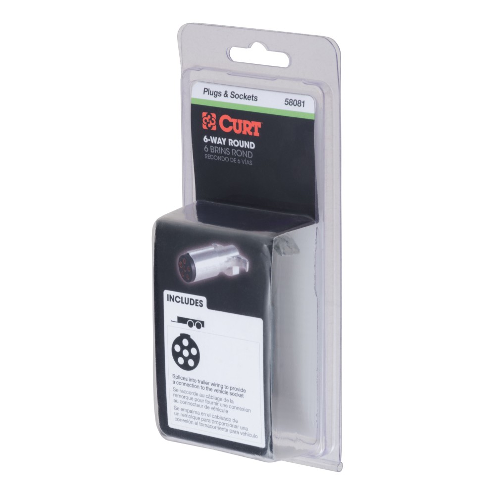 CURT 6-way round male electrical connector for trailer with die-cast metal construction