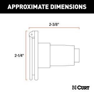 CURT 6-Way Round Vehicle-Side Electrical Connector CURT 6-way round vehicle-side electrical connector with durable construction and spring-loaded steel cover