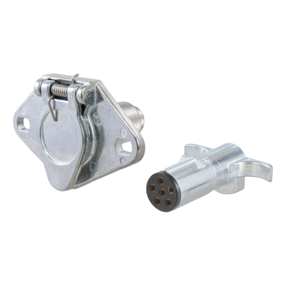 CURT 6-way round electrical connector with durable metal design and steel cover