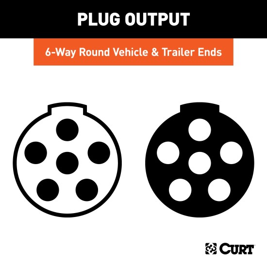 CURT 6-Way Round Trailer Electrical Connector with Steel Cover CURT 6-way round electrical connector with durable metal design and steel cover