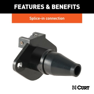 CURT 6-Way Round Electrical Vehicle Side Connector CURT 6-way round connector for vehicle side in black plastic with spring cover