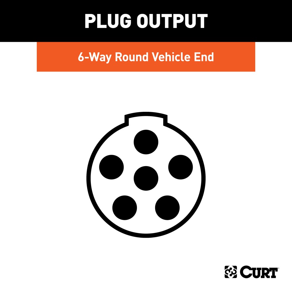 CURT 6-Way Round Electrical Vehicle Side Connector CURT 6-way round connector for vehicle side in black plastic with spring cover