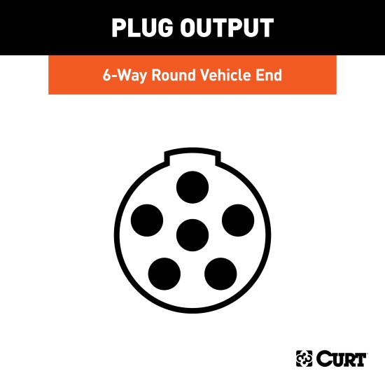 CURT 6-Way Round Electrical Vehicle Side Connector CURT 6-way round connector for vehicle side in black plastic with spring cover