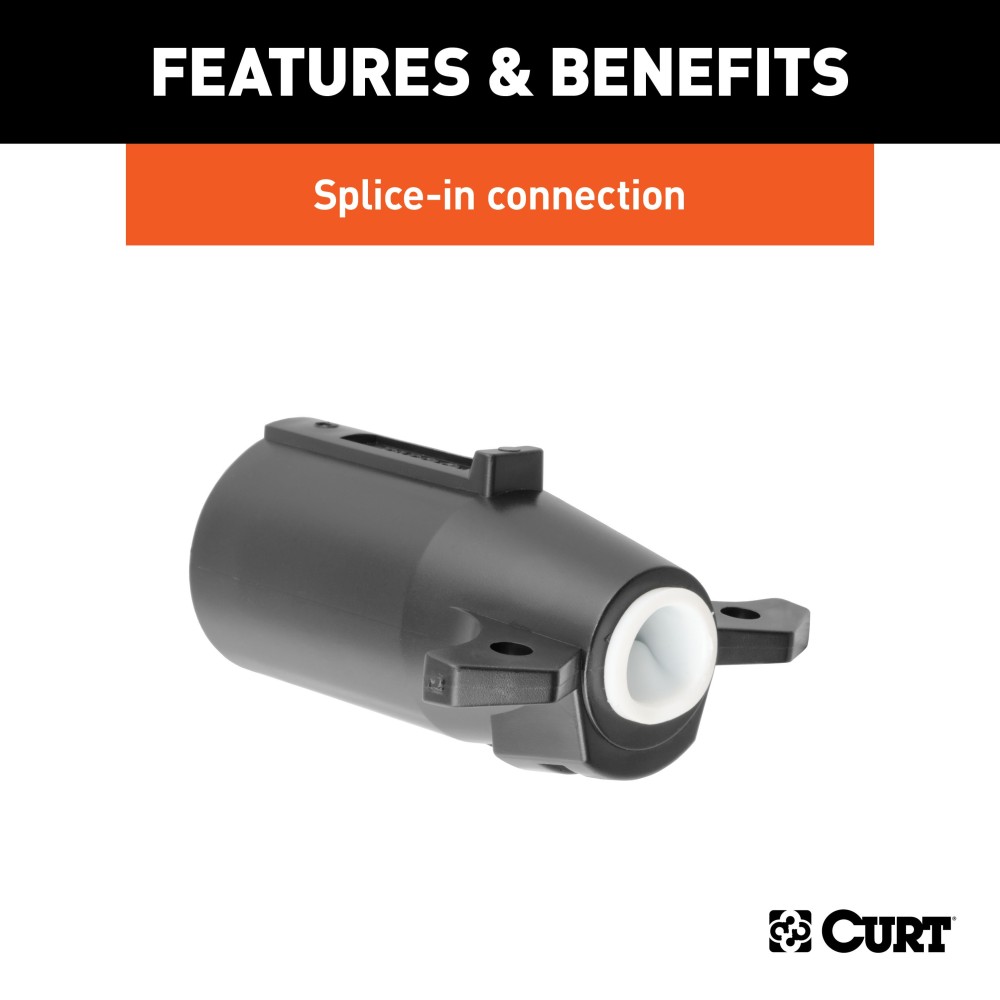CURT 7-Way Round RV Blade Trailer Connector - Reliable Plug CURT 7-way RV blade trailer connector, male-end plug for reliable trailer-side connection
