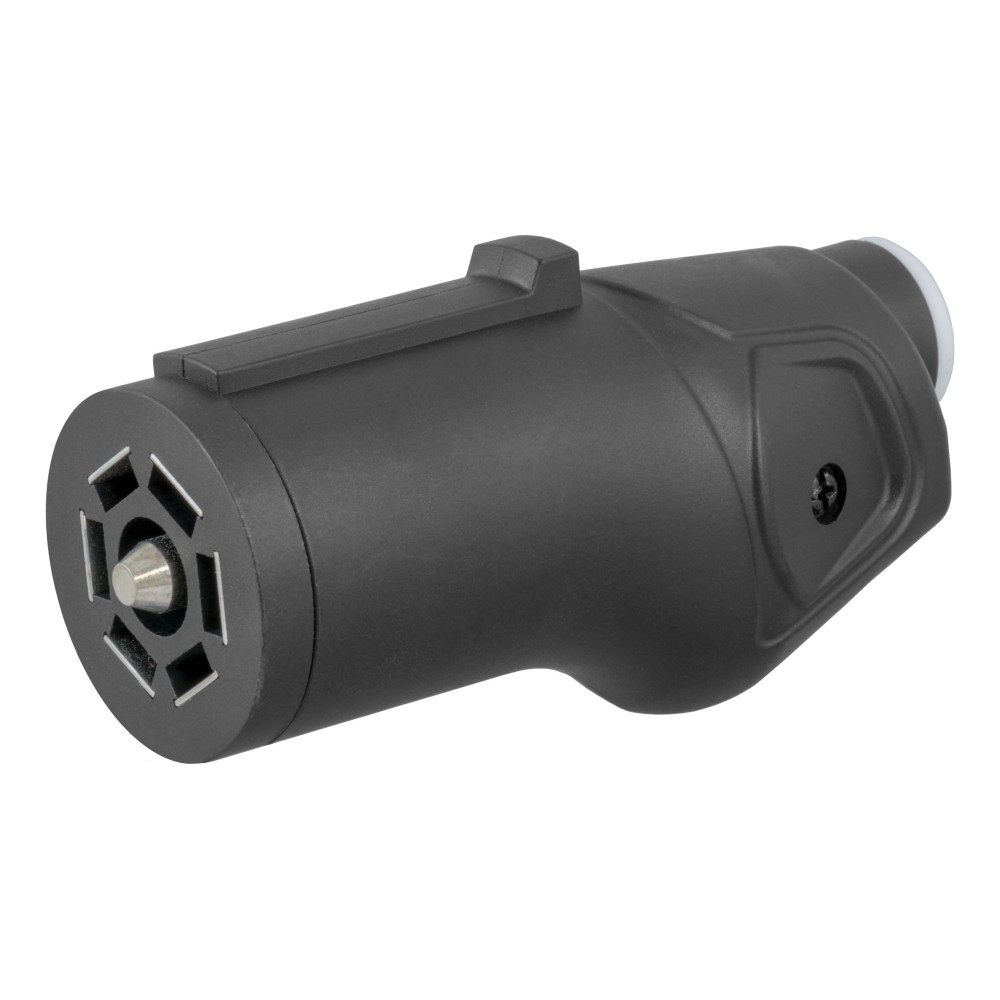 CURT 7-Way RV Blade Connector for Trailer Wiring CURT heavy-duty 7-way RV blade connector for trailer wiring featuring a rust-free black plastic construction.