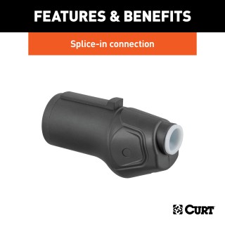 CURT 7-Way RV Blade Connector for Trailer Wiring CURT heavy-duty 7-way RV blade connector for trailer wiring featuring a rust-free black plastic construction.