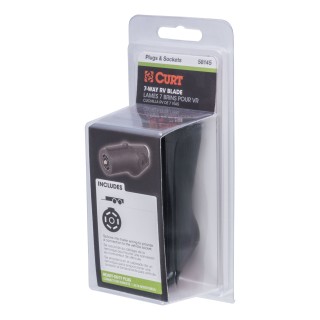 CURT 7-Way RV Blade Connector for Trailer Wiring CURT heavy-duty 7-way RV blade connector for trailer wiring featuring a rust-free black plastic construction.
