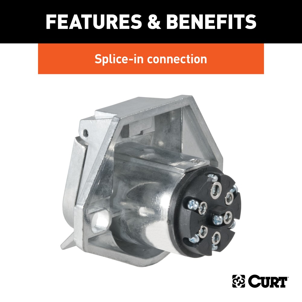 CURT 7-Way RV Electrical Connector with Spring-Loaded Cover CURT 7-way round electrical connector with durable cover for RV trailers