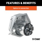 CURT 7-Way RV Electrical Connector with Spring-Loaded Cover CURT 7-way round electrical connector with durable cover for RV trailers