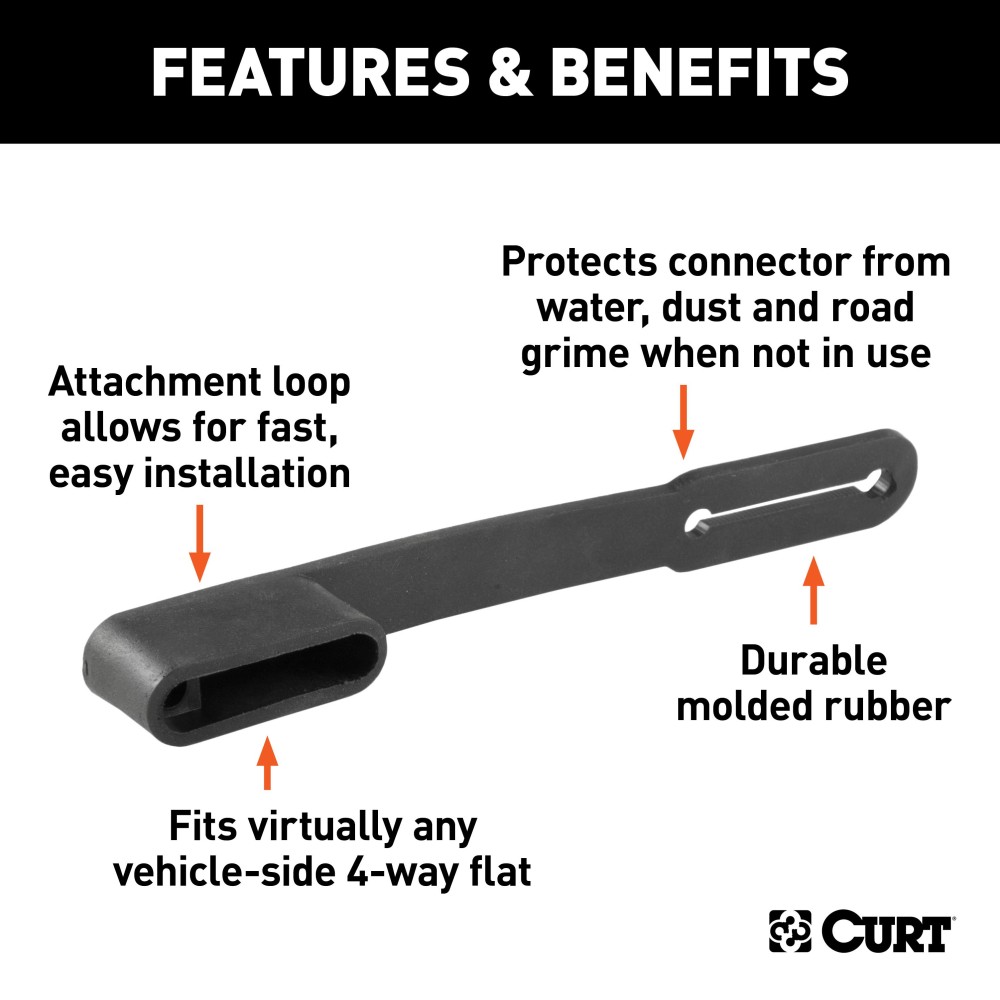 CURT 4-Way Flat Trailer Connector Dust Cover CURT durable 4-way flat trailer connector dust cover with attachment loop
