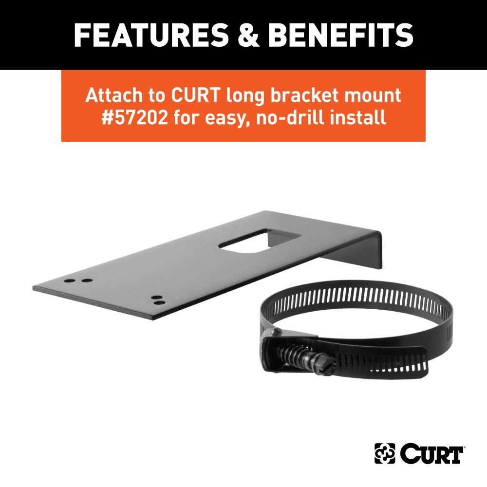 CURT Electrical Connector Bracket for Trailer Hitch, Zinc Finish CURT electrical connector bracket for mounting 7-way round sockets on trailer hitches.