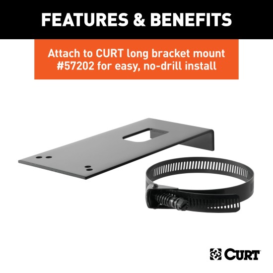 CURT Electrical Connector Bracket for Trailer Hitch, Zinc Finish CURT electrical connector bracket for mounting 7-way round sockets on trailer hitches.