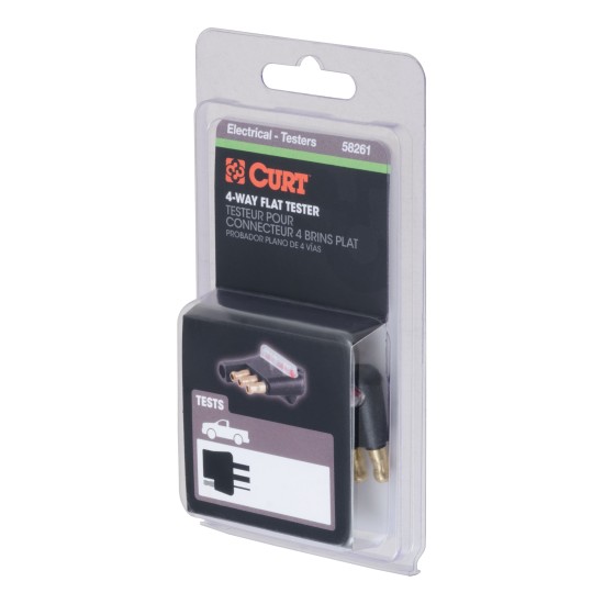 CURT Connector Tester for 4-Way Flat Socket with LED Lights CURT connector tester for 4-way flat socket with LED lights, ensuring trailer light functionality
