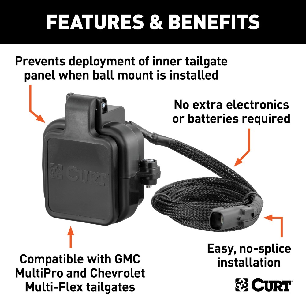 Chevrolet GMC MultiPro Multi-Flex Tailgate Protection Sensor Hitch cap sensor for Chevrolet GMC tailgate protection installed on a truck