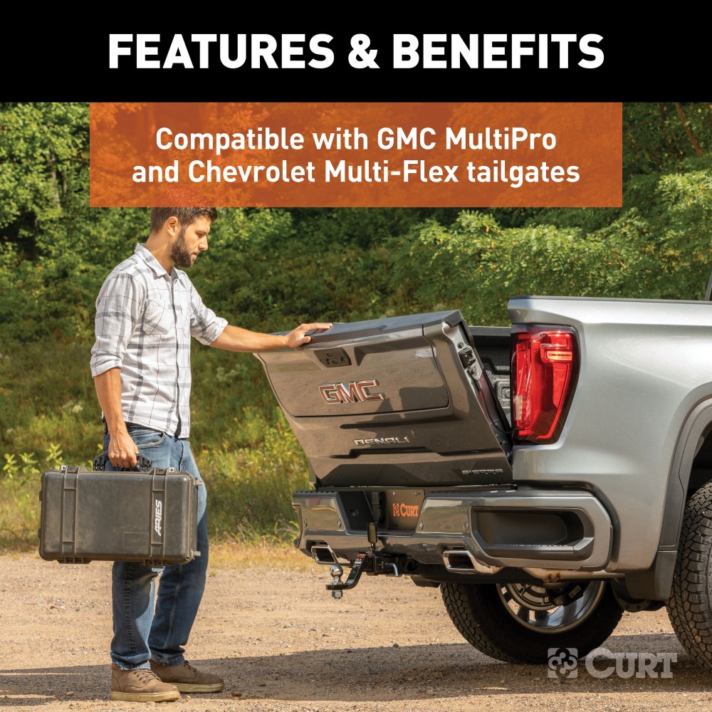 Chevrolet GMC MultiPro Multi-Flex Tailgate Protection Sensor Hitch cap sensor for Chevrolet GMC tailgate protection installed on a truck